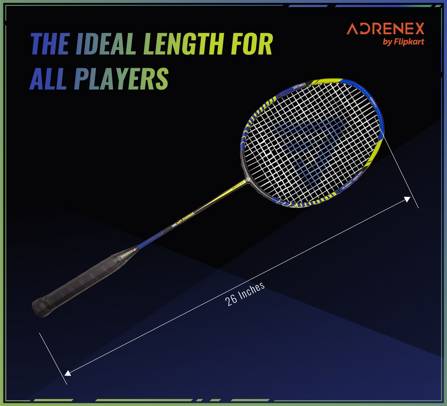Image of Adrenex by Flipkart Dominate Plus 3000 Graphite Multicolor Strung Badminton Racquet