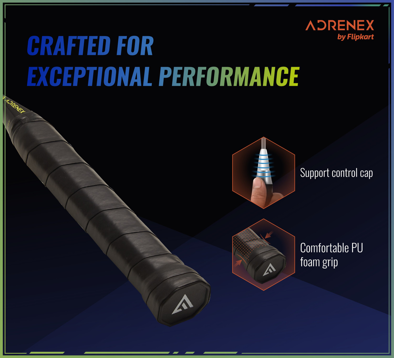 Image of Adrenex by Flipkart Dominate Plus 3000 Graphite Multicolor Strung Badminton Racquet