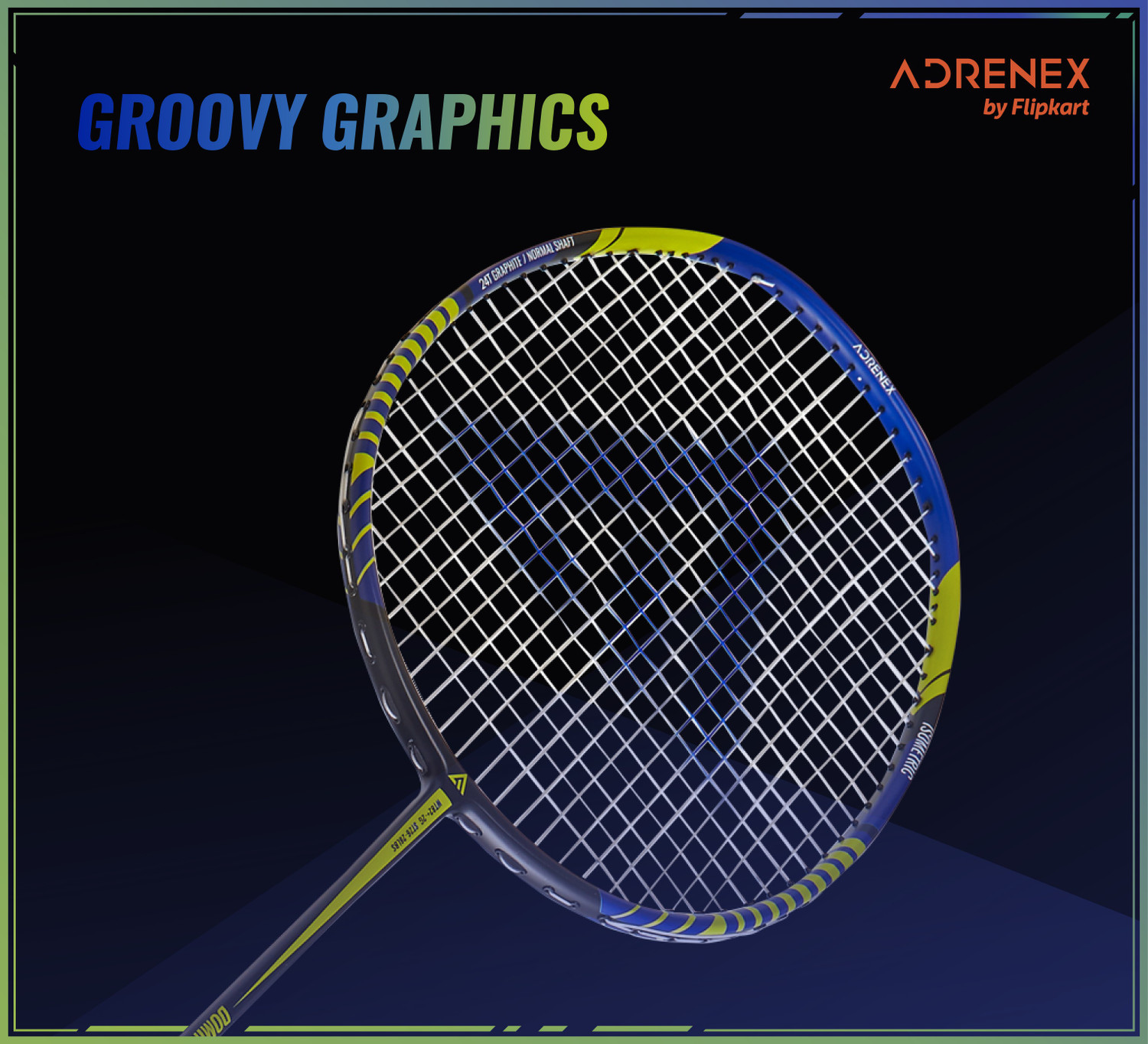 Image of Adrenex by Flipkart Dominate Plus 3000 Graphite Multicolor Strung Badminton Racquet