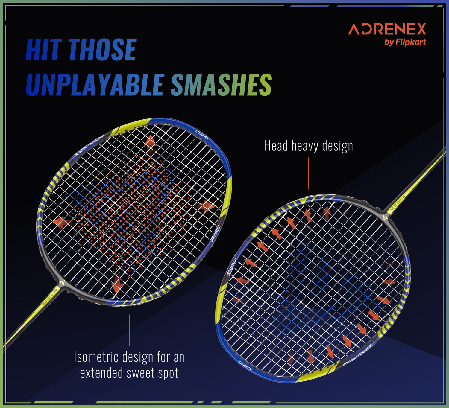 Image of Adrenex by Flipkart Dominate Plus 3000 Graphite Multicolor Strung Badminton Racquet