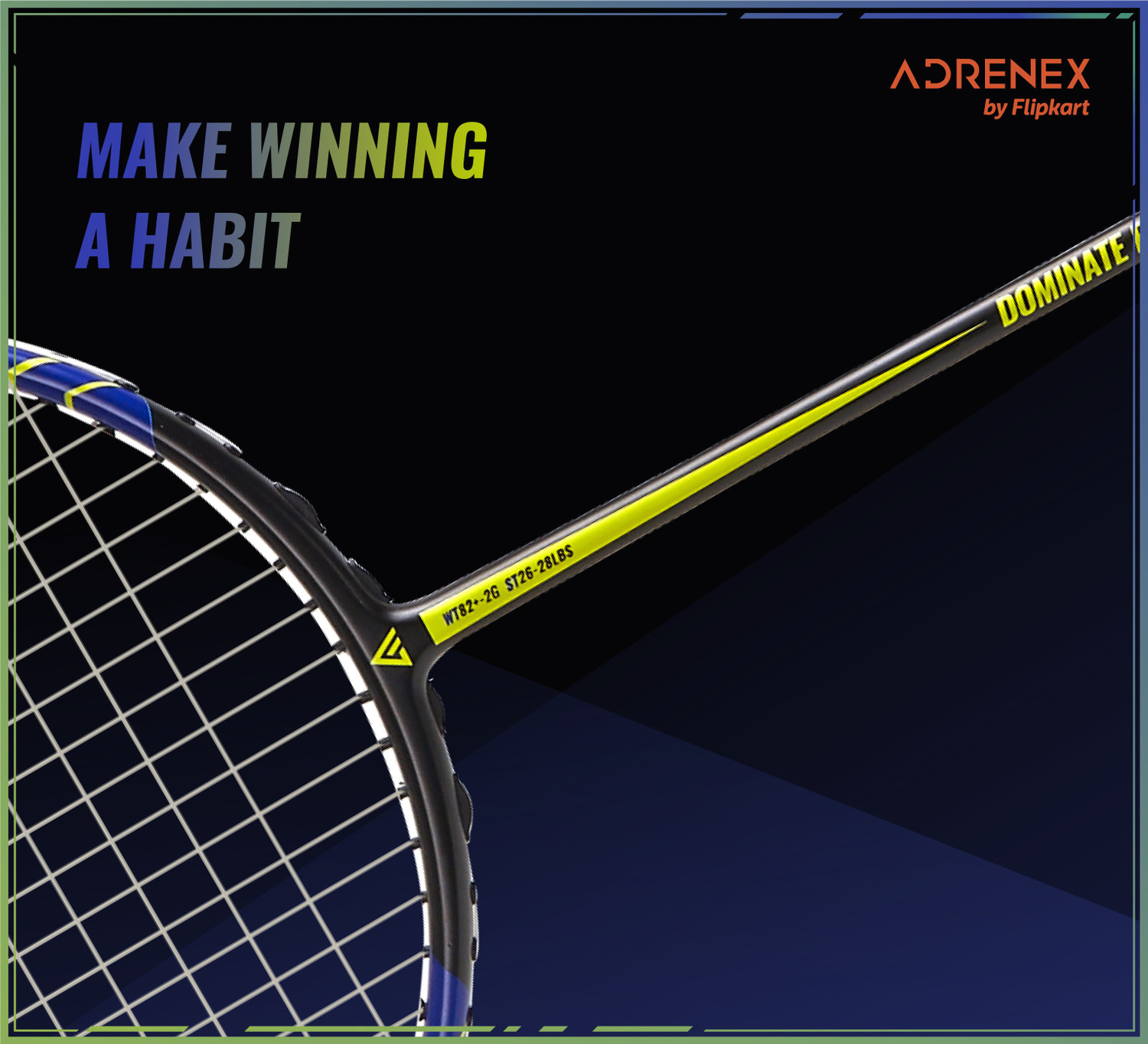 Image of Adrenex by Flipkart Dominate Plus 3000 Graphite Multicolor Strung Badminton Racquet