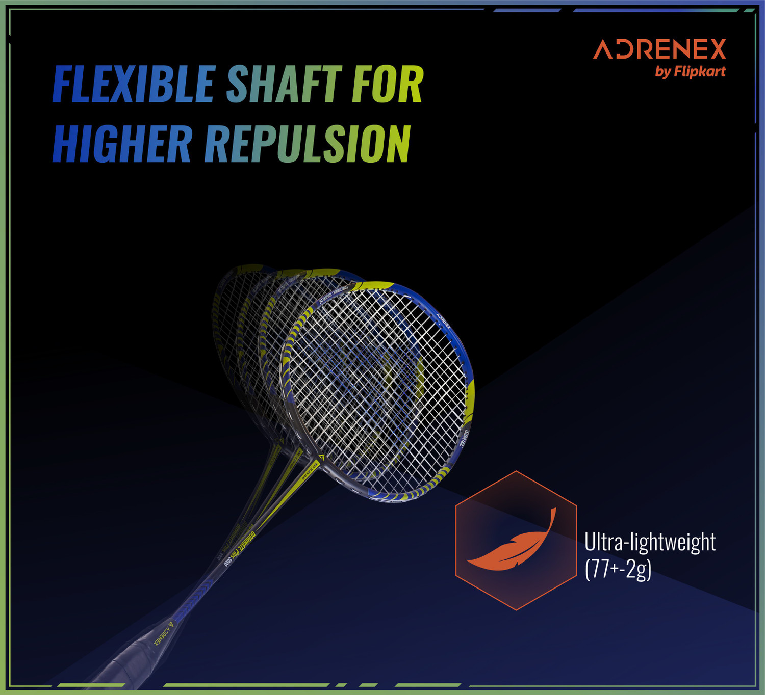 Image of Adrenex by Flipkart Dominate Plus 3000 Graphite Multicolor Strung Badminton Racquet