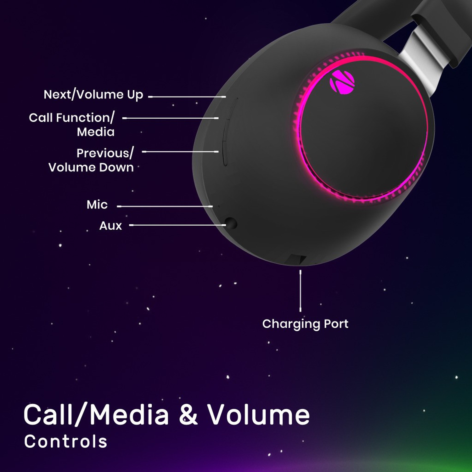 Image of ZEBRONICS Zeb-Duke, with 60h Backup, BT v5.3, Gaming Mode, ENC, LED Lights, Dual Pairing Bluetooth Gaming