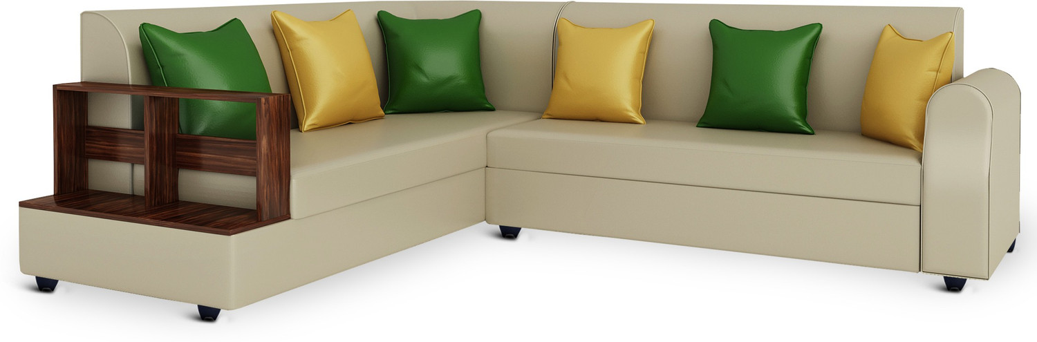 Image of Bharat Lifestyle Aston L Shape Leatherette 6 Seater Sofa