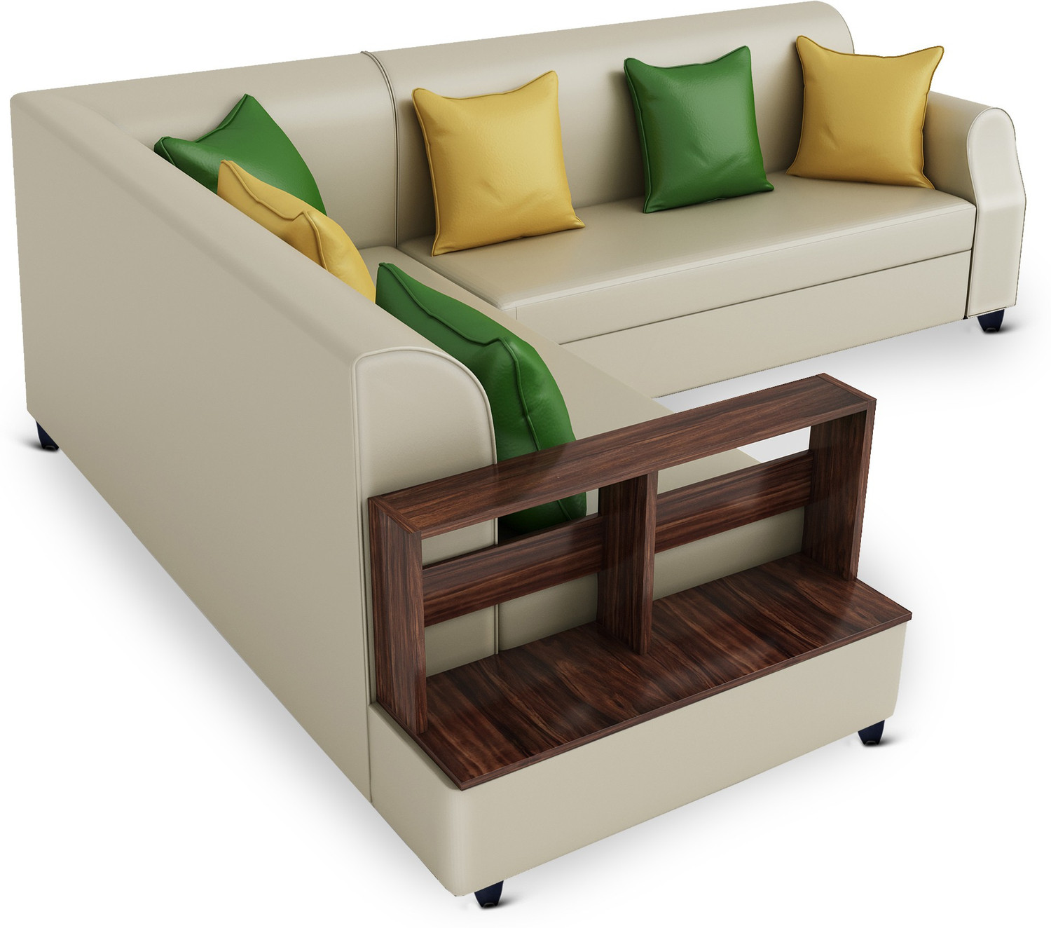 Image of Bharat Lifestyle Aston L Shape Leatherette 6 Seater Sofa