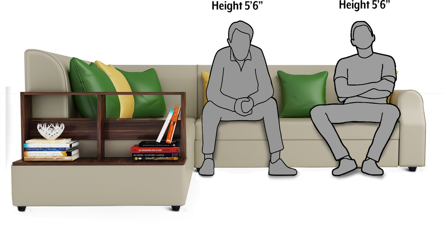 Image of Bharat Lifestyle Aston L Shape Leatherette 6 Seater Sofa