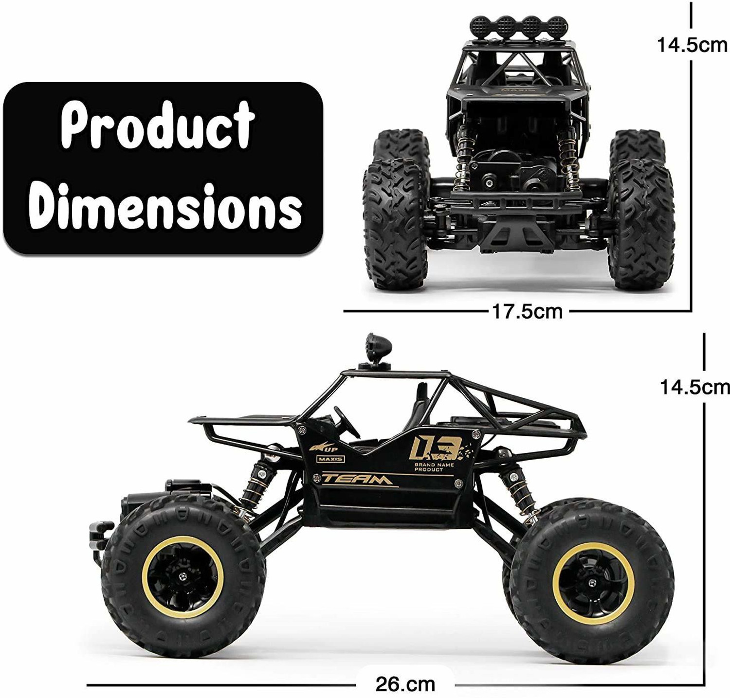 Image of Kiddie Castle 4 Wheel 1:16 Scale Metal Alloy Rock Crawler Remote Control Car