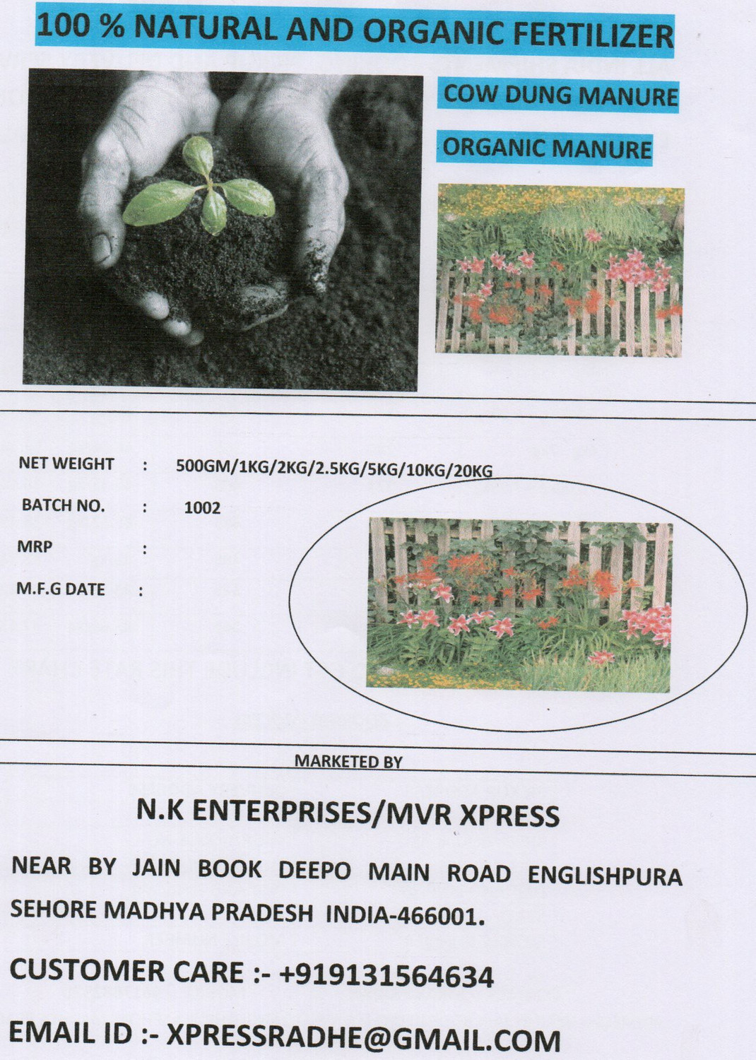 Image of Ecogreen Organic Vermicompost 1 Kg Soil Manure Manure