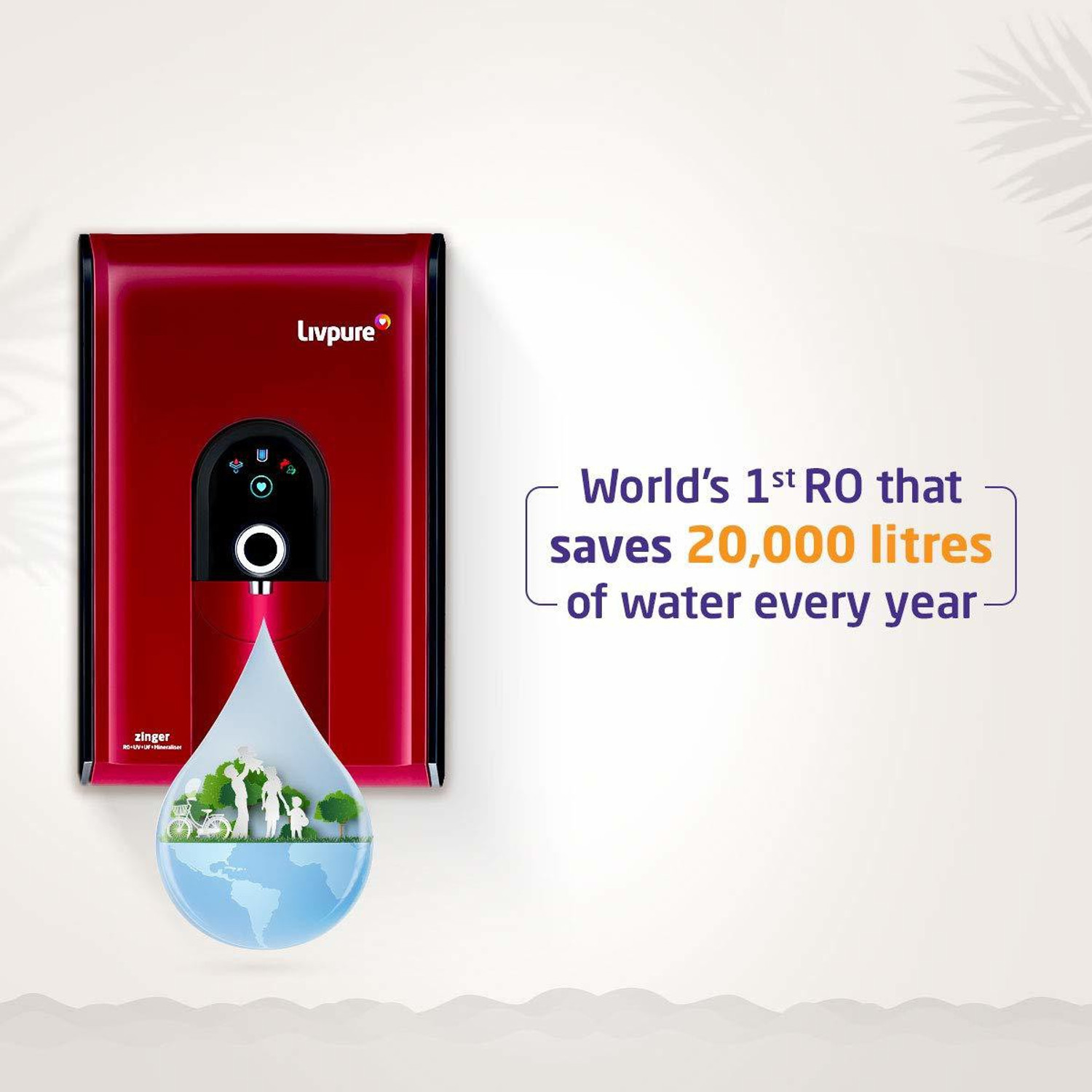 Image of LIVPURE LV-ZNGER-HR 6 L RO + UV + UF + Minerals Water Purifier