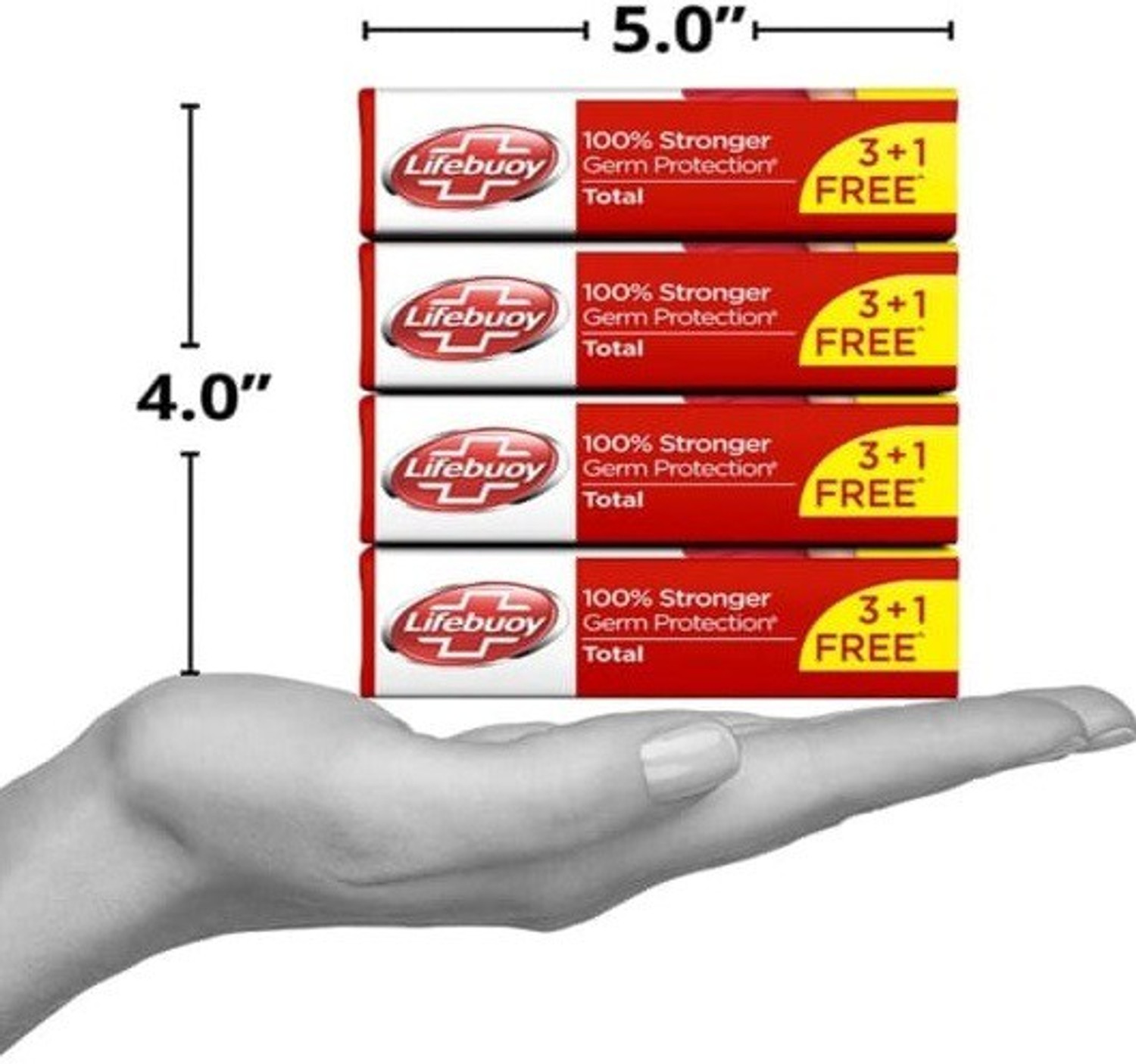 Image of LIFEBUOY Total 10 Germ Protection Soap Bar, 125g (pack of 4) (500 g)
