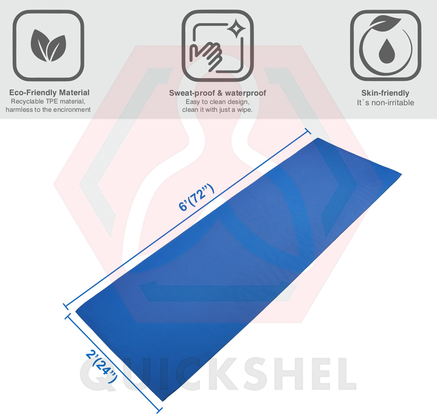 Image of Quick Shel benefits yoga mat Blue 6 mm Yoga Mat