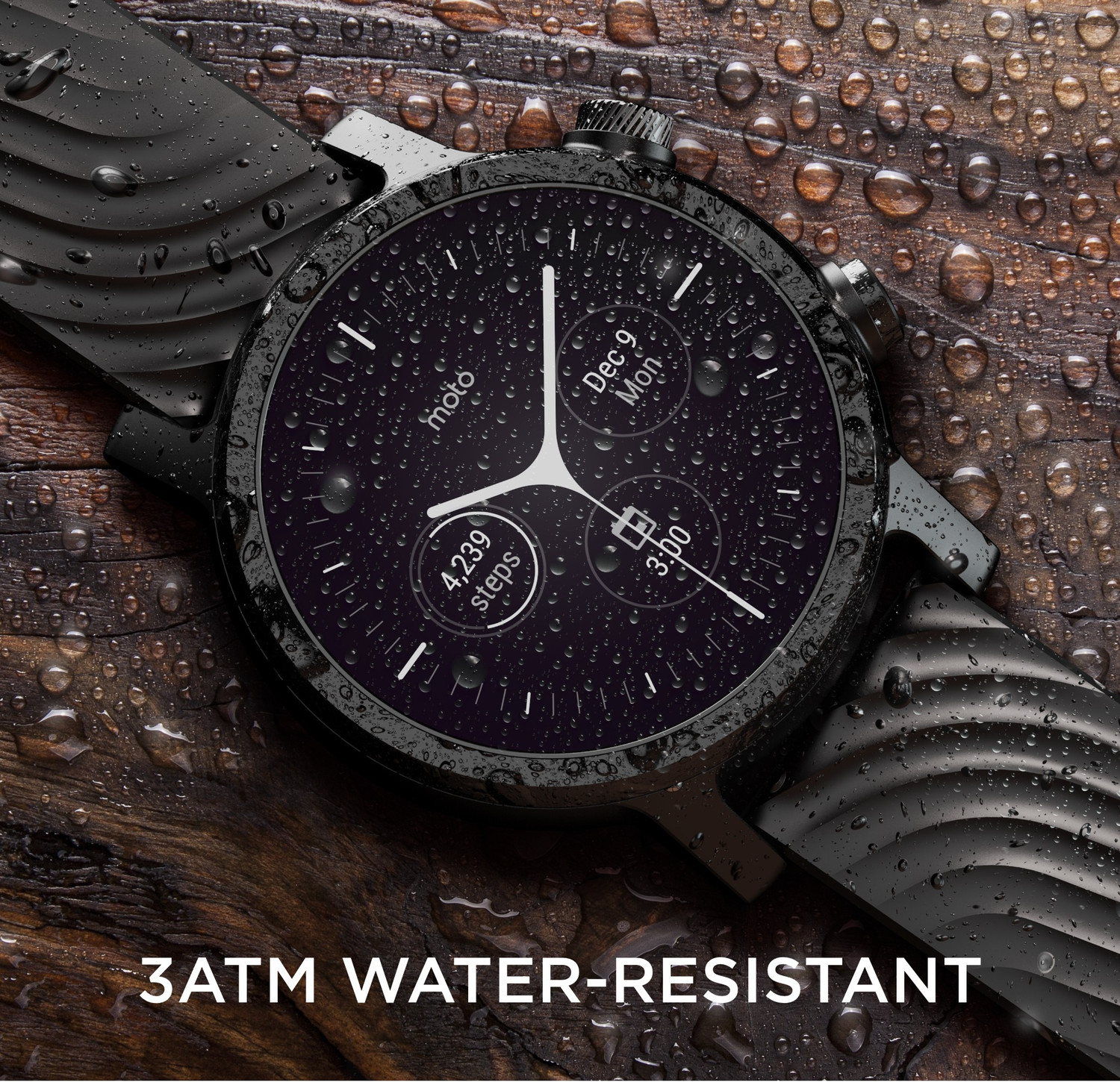 Image of MOTOROLA Moto 360 (3rd Gen) Smartwatch (Black Strap, Regular)