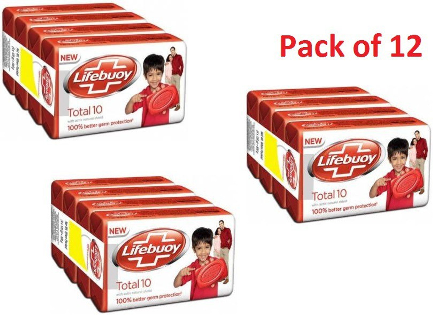 Image of LIFEBUOY Total 10 Germ Protection Soap Bar, 125g (pack of 12)