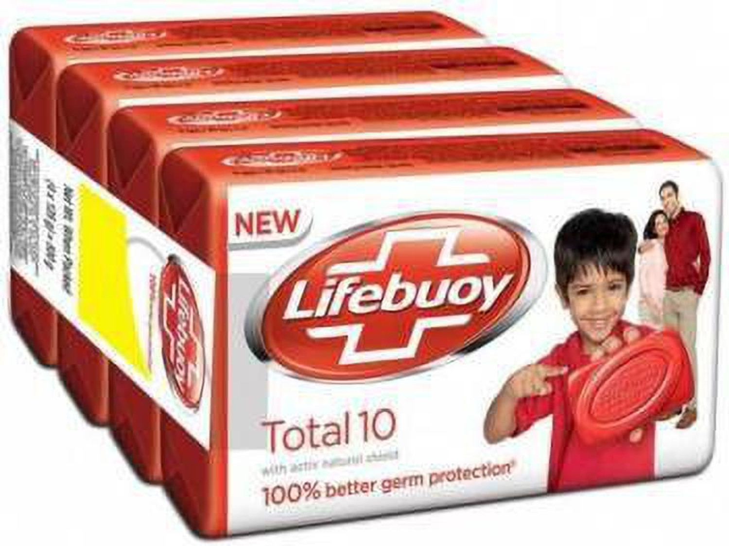 Image of LIFEBUOY Total 10 Germ Protection Soap Bar, 125g (pack of 4) (500 g)