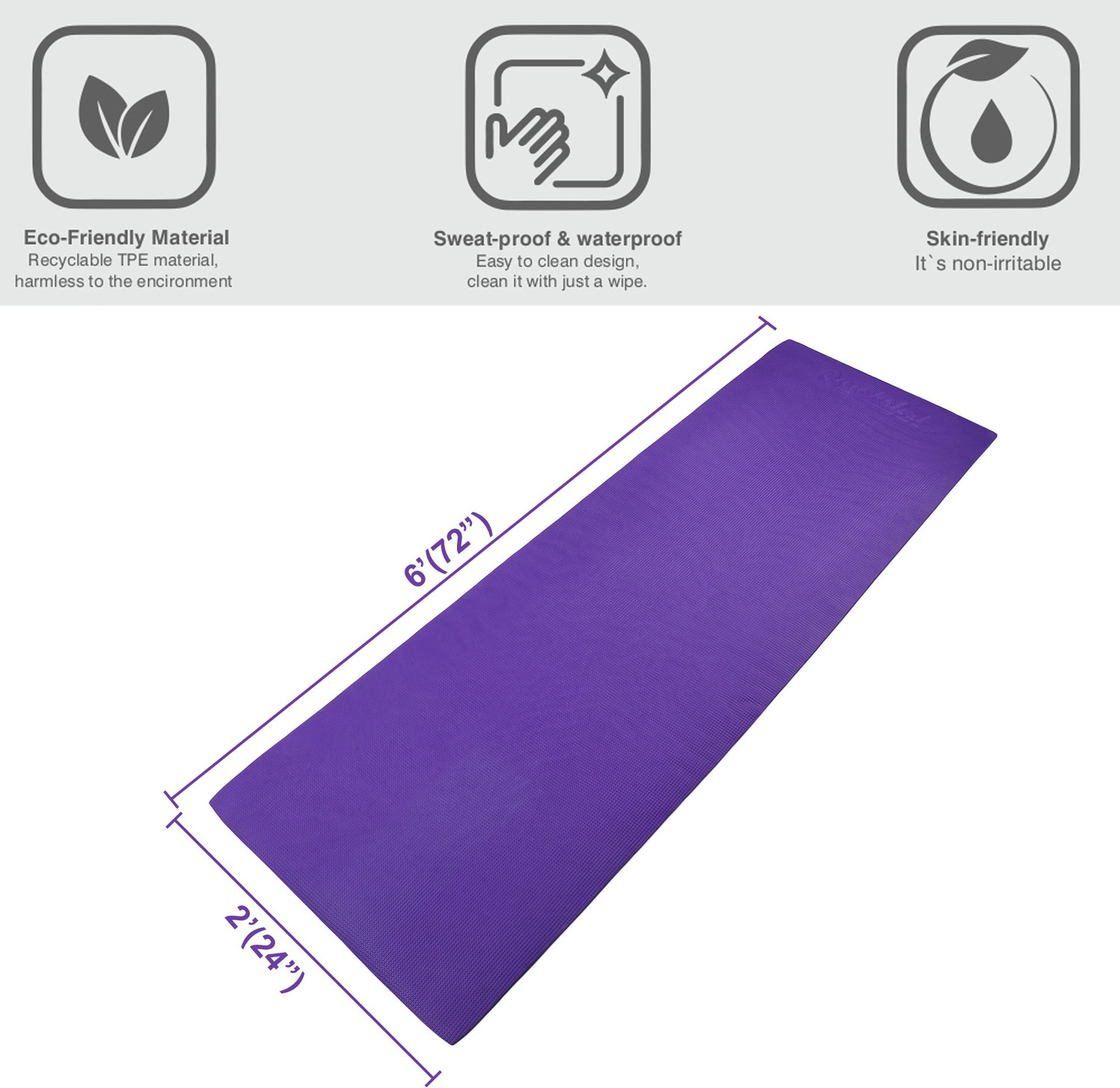 Image of Quick Shel EVA Anti Slip Home Gym Exercise Workout Fitness for Men Women Kids Purple 4 mm Yoga Mat