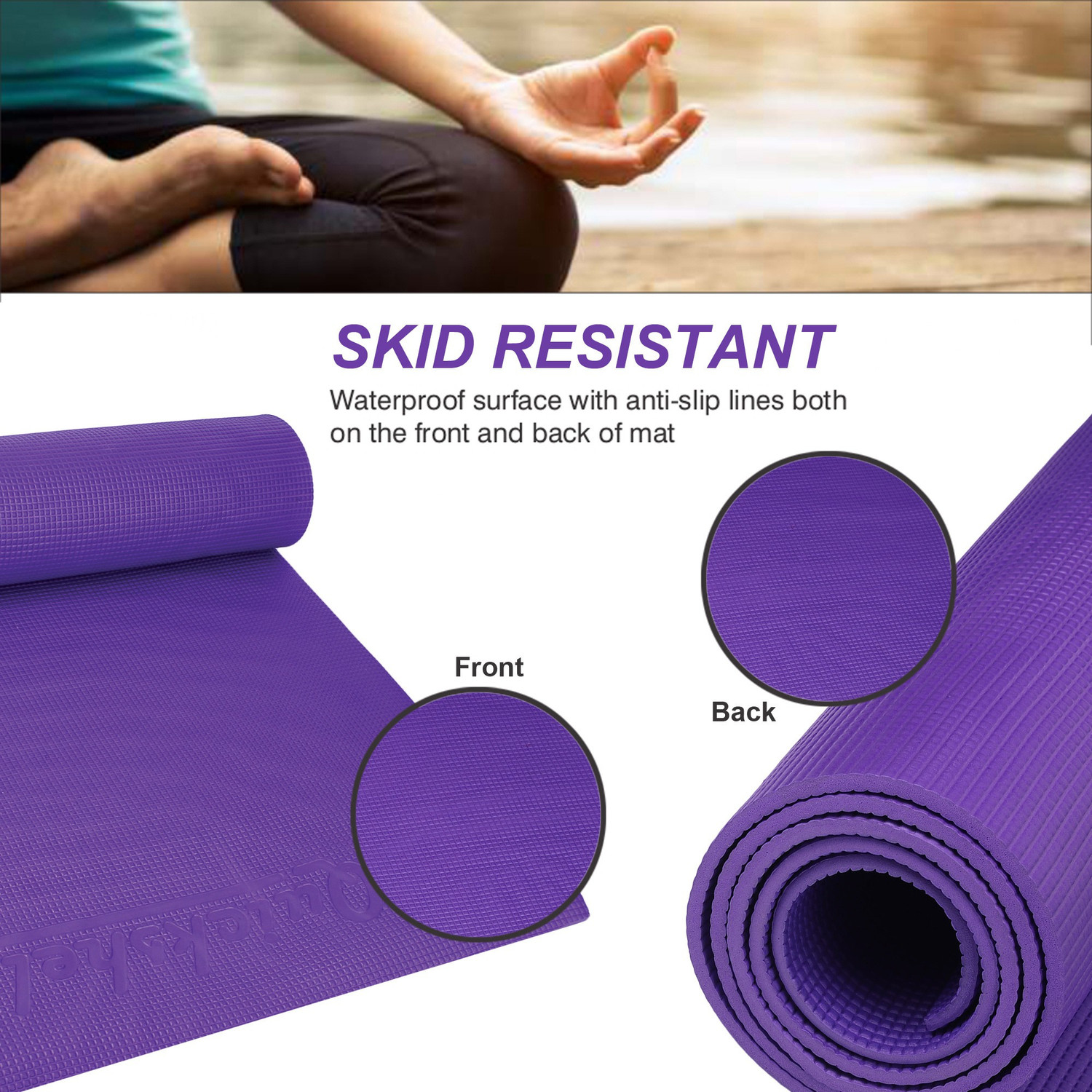 Image of Quick Shel EVA Anti Slip Home Gym Exercise Workout Fitness for Men Women Kids Purple 4 mm Yoga Mat