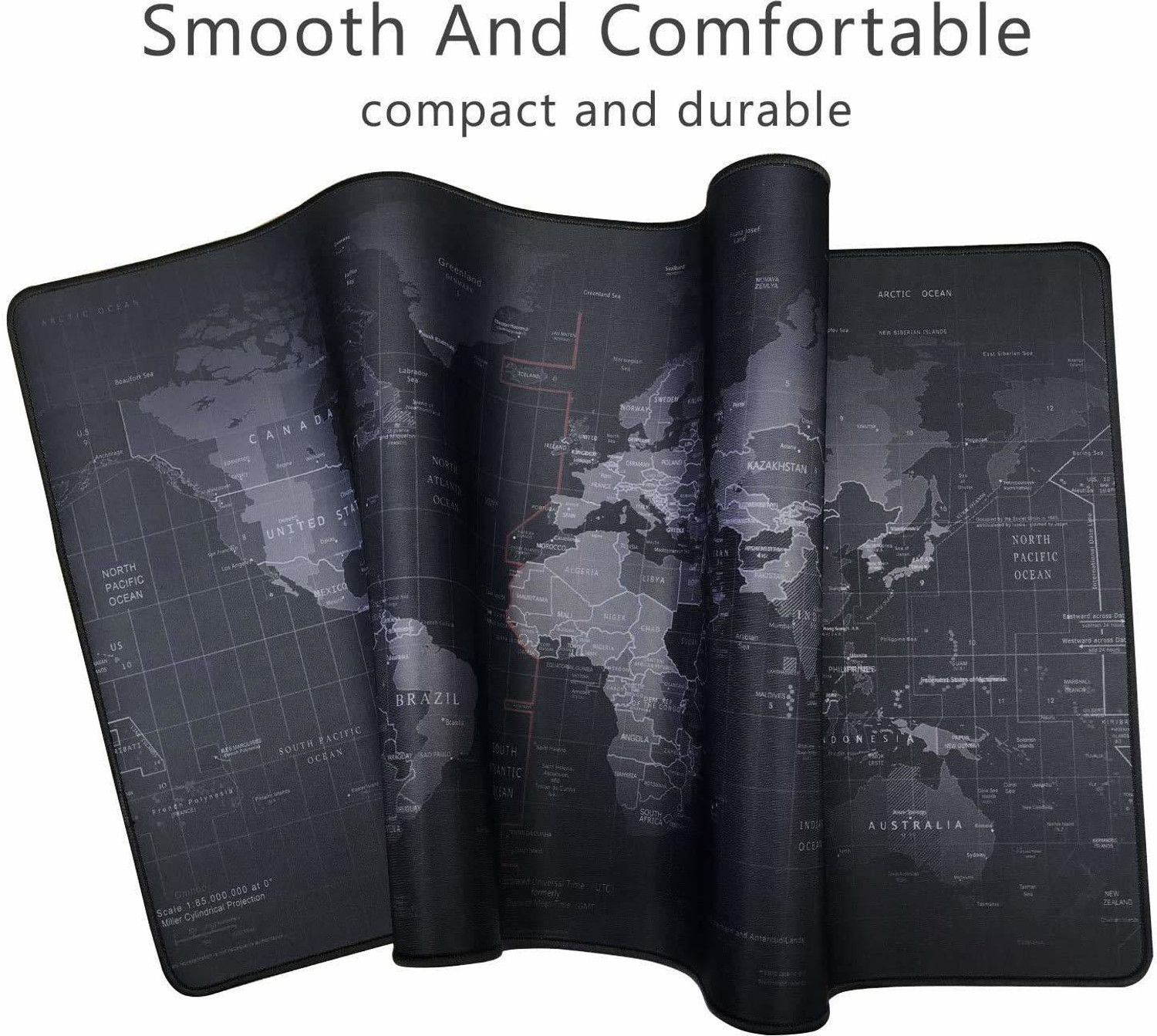 Image of Horianzo World map mouse pad and desktop mat, Water-Resistant laptop mat and keyboard mat for Computer, Gaming mouse pad printed world map. (1 PC). Mousepad (Black)