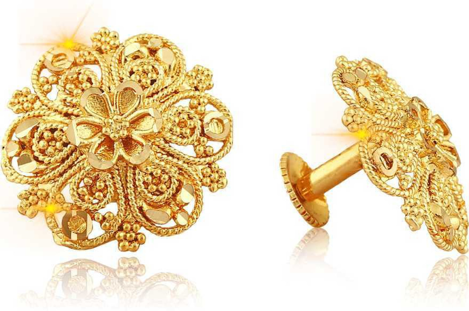 Divastri Traditional South indian 1 gram Temple Jewellery set Screw gold Plated Brass Copper Stone Crystal Metal Alloy Stud Earring Price History