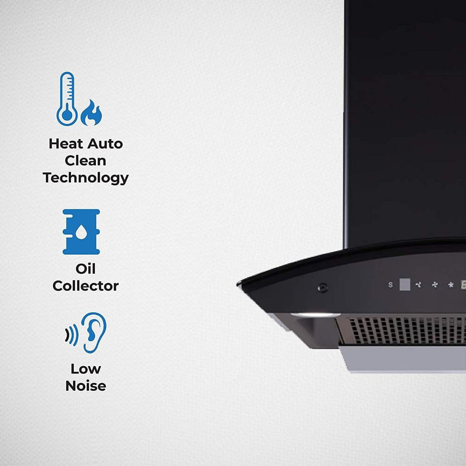 Image of Elica WDFL 608 HAC MS NERO Auto Clean Wall Mounted Black 1350 CMH Chimney