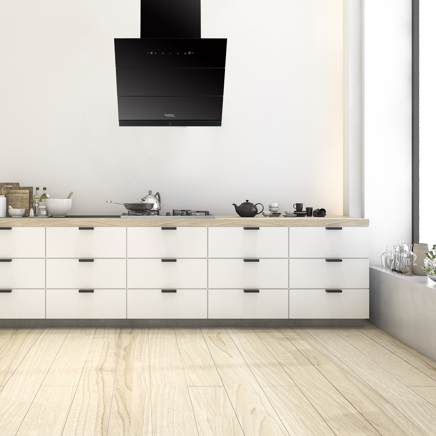 Image of Hindware Smart Appliances Greta Neo 60 Auto Clean | Maxx Technology | Slant | Filterless | Touch Control | Motion Sensor | 10 Years Motor Warranty | Energy Efficient LED Light | Powerful Suction | Low Noise | Wall Mounted Black 1350 CMH Chimney