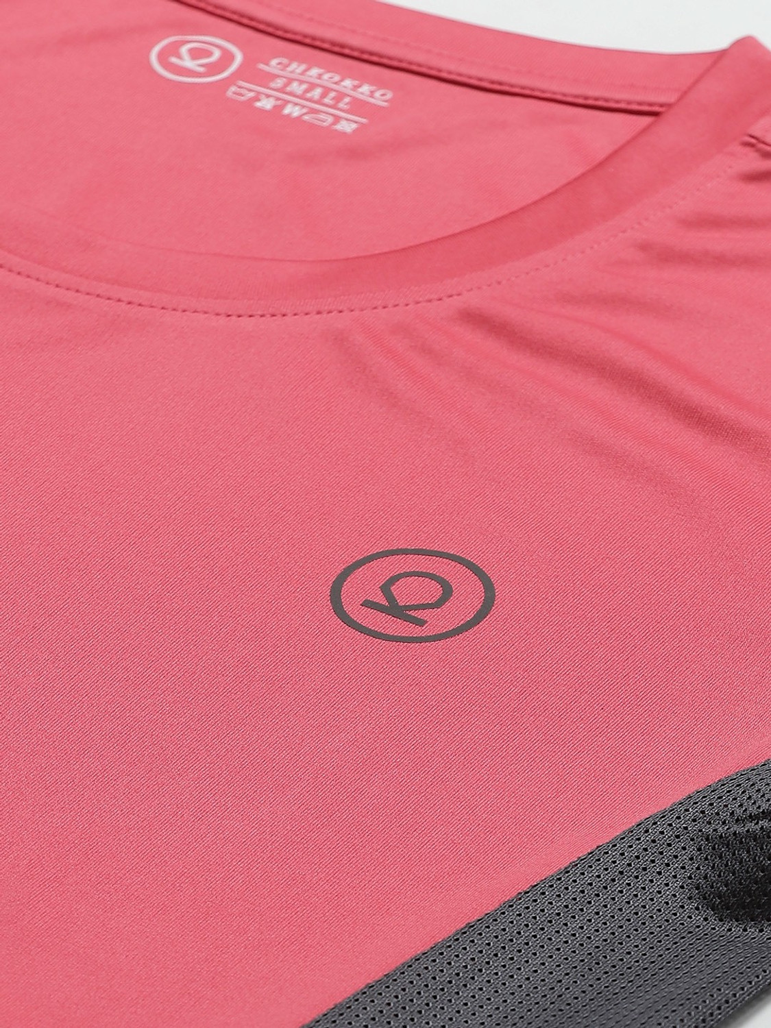 Image of CHKOKKO Women Solid Round Neck Polyester Pink T-Shirt