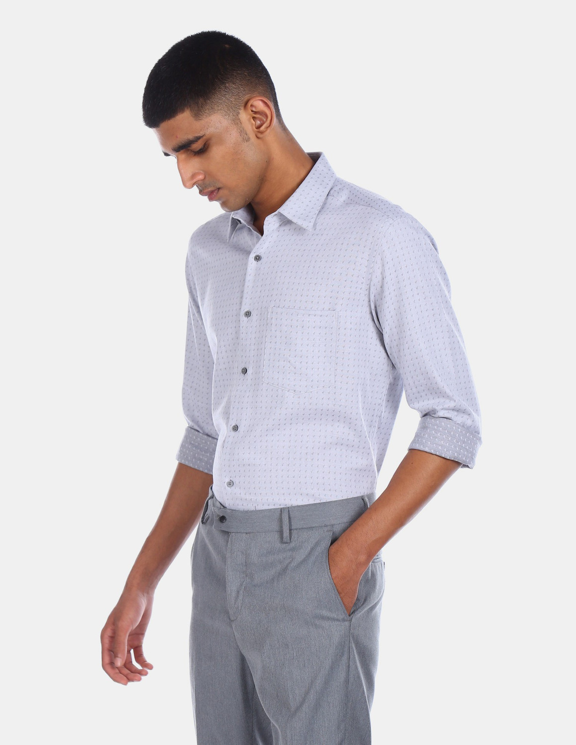 Image of ARROW Men Regular Fit Printed Spread Collar Formal Shirt