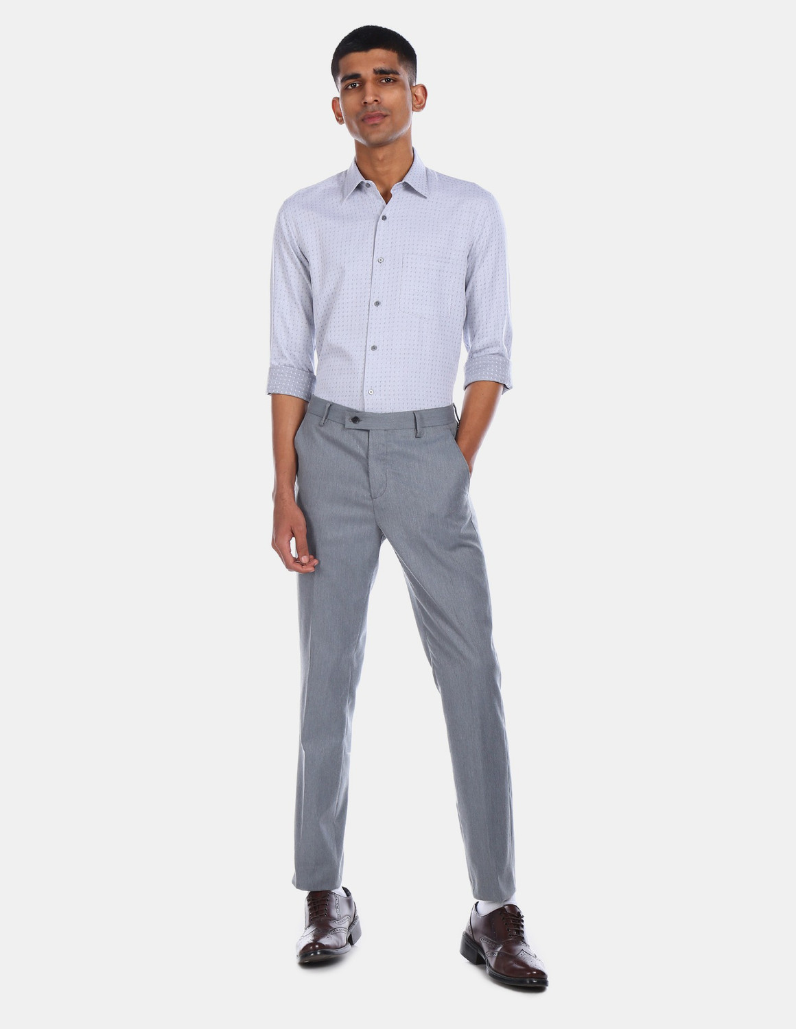 Image of ARROW Men Regular Fit Printed Spread Collar Formal Shirt