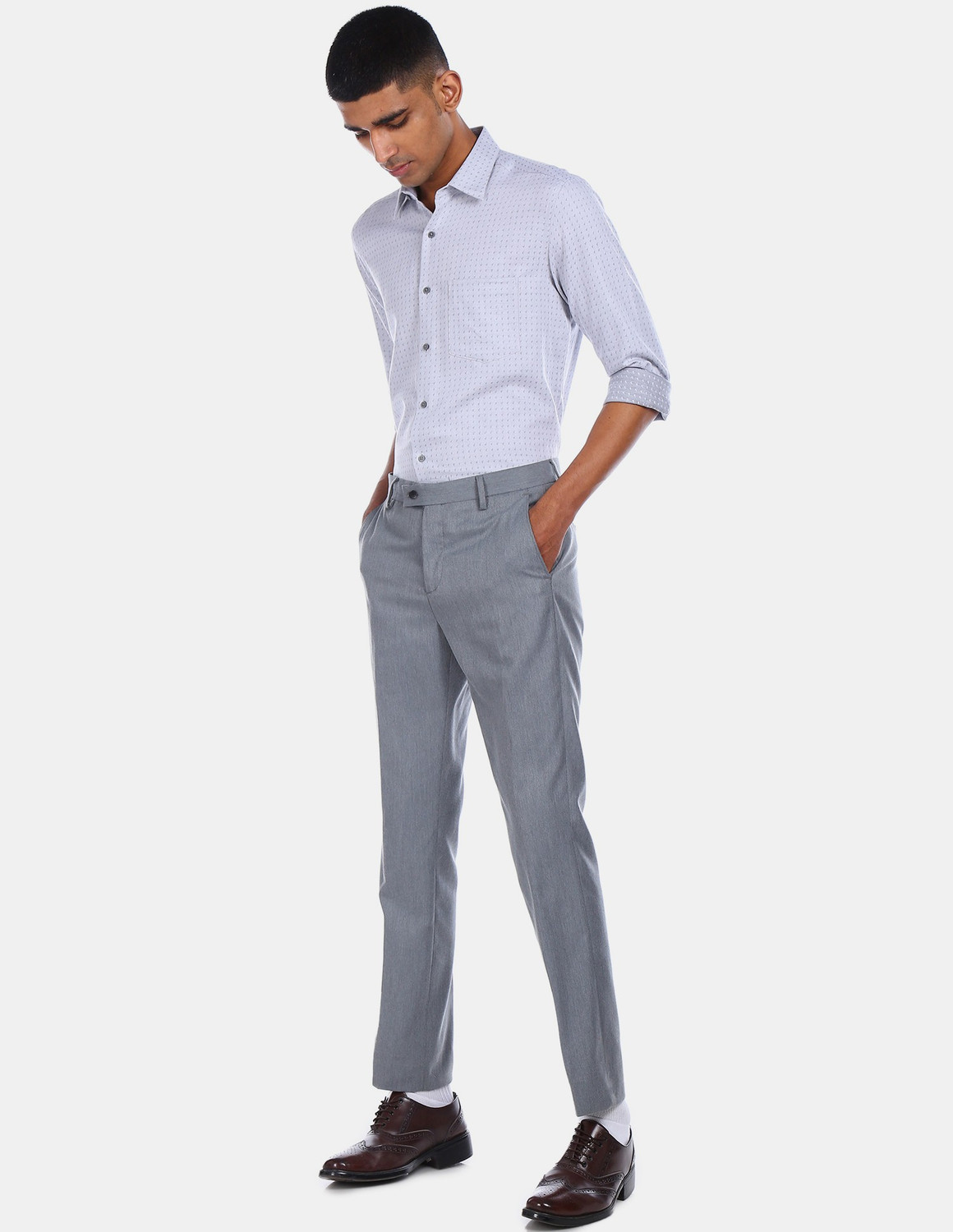 Image of ARROW Men Regular Fit Printed Spread Collar Formal Shirt