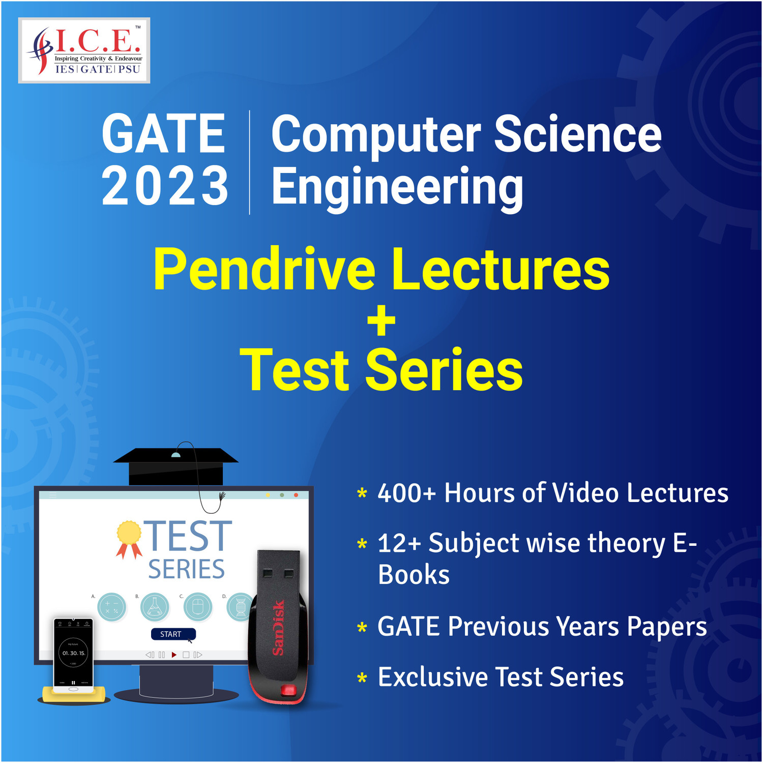 Image of ICE GATE Computer Science Engineering 2023 Exam Preparation Course (Pendrive Lectures + Test Series)