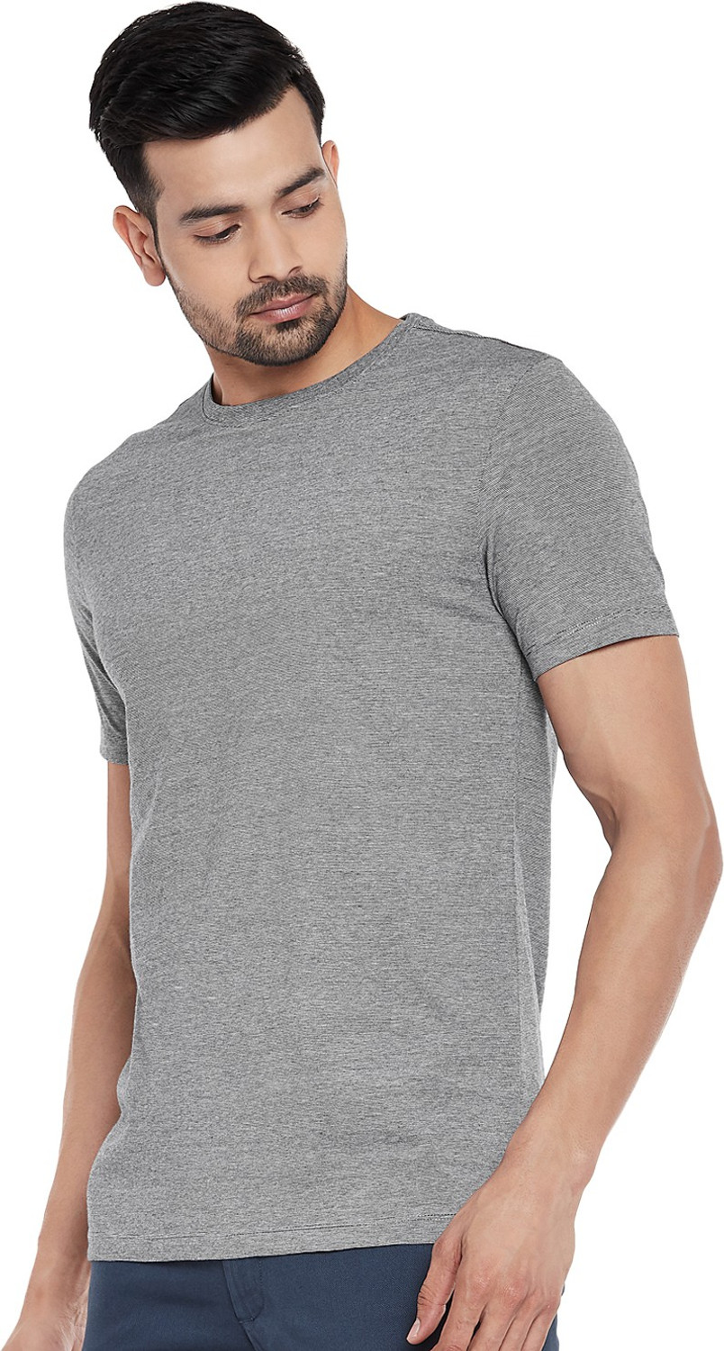 Image of Byford by Pantaloons Solid Men Round Neck Grey T-Shirt