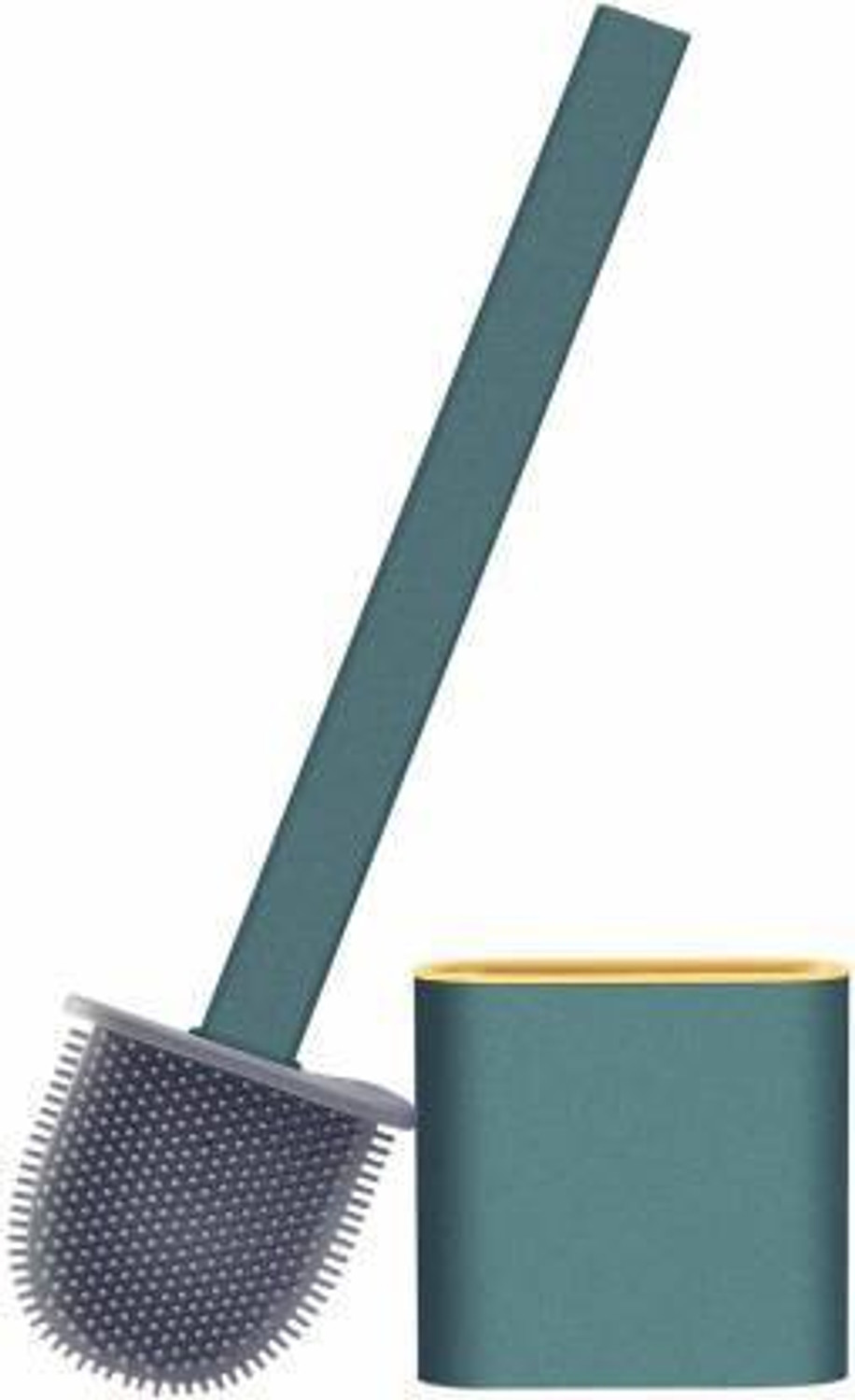 Image of Silver tech 2Pcs -Long Handled Brush Golf Silicone Toilet Brush, No Dead End Cleaning Brush with Holder (Multicolor)