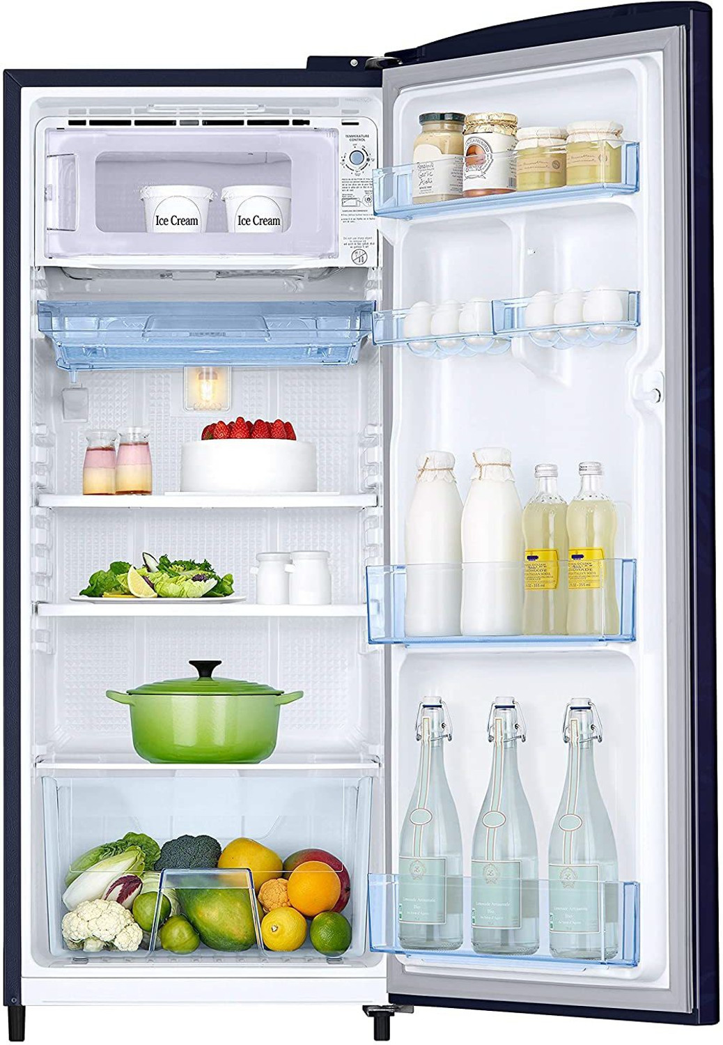 Image of SAMSUNG 192 L Direct Cool Single Door 2 Star Refrigerator (Mystic Overlay Blue, RR20A1Y1B6U /HL)
