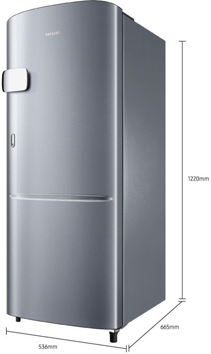 Image of SAMSUNG 192 L Direct Cool Single Door 2 Star Refrigerator (Elegant Inox, RR20A2Y1BS8 /NL)
