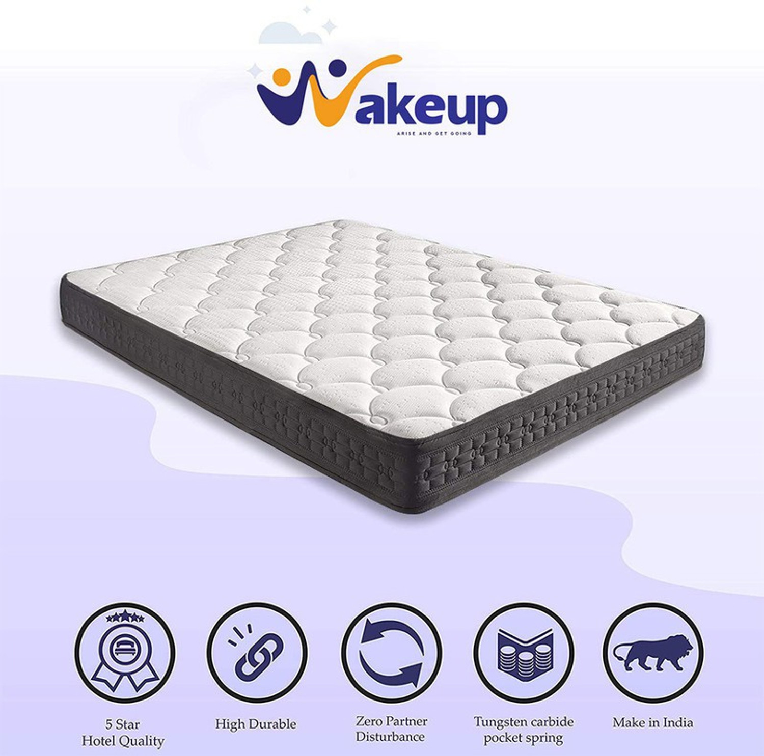 Image of Wakeup India Riserox Luxe Comfort 8 inch Single Pocket Spring Mattress