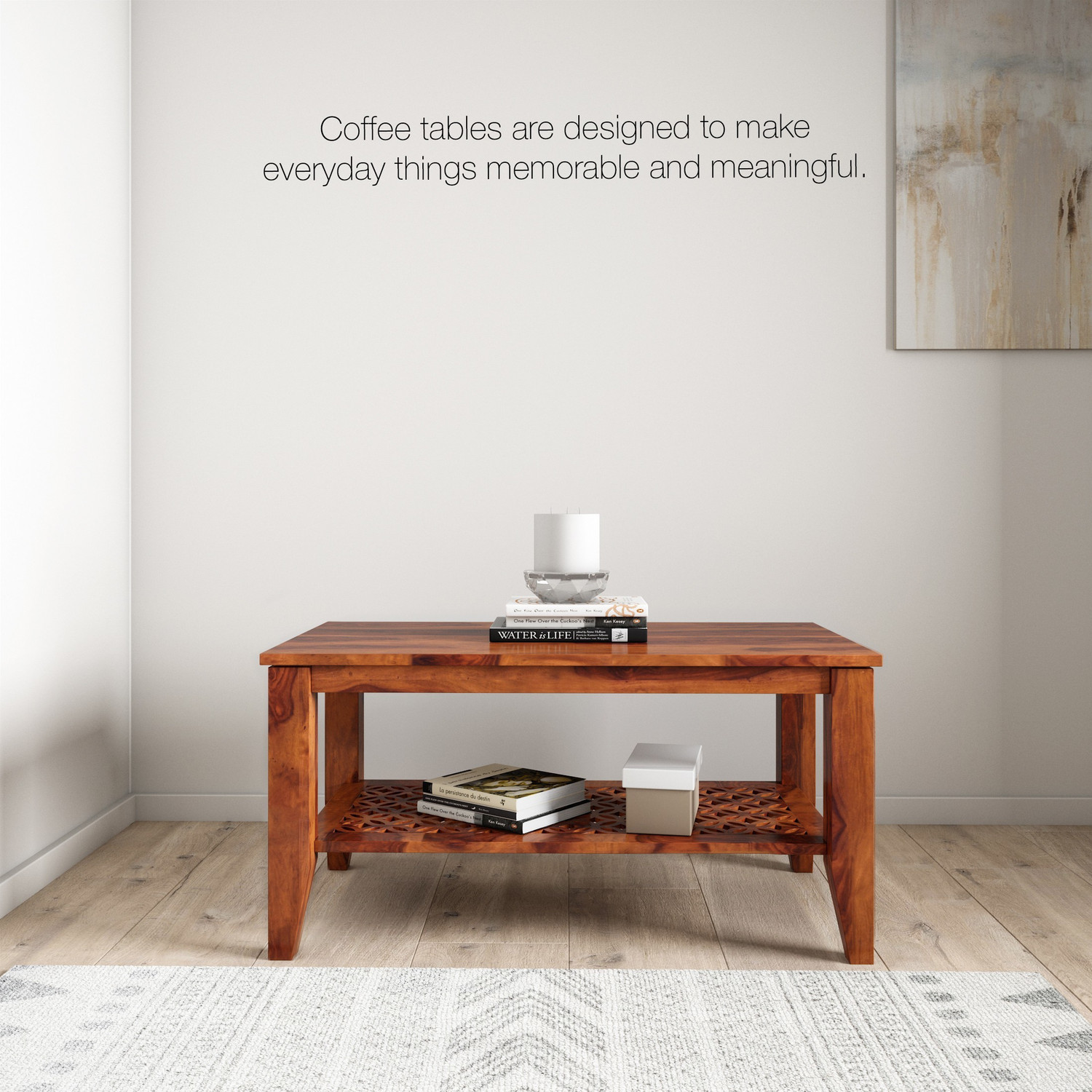 Flipkart Perfect Homes PureWood Sheesham Coffee Table (Finish Color