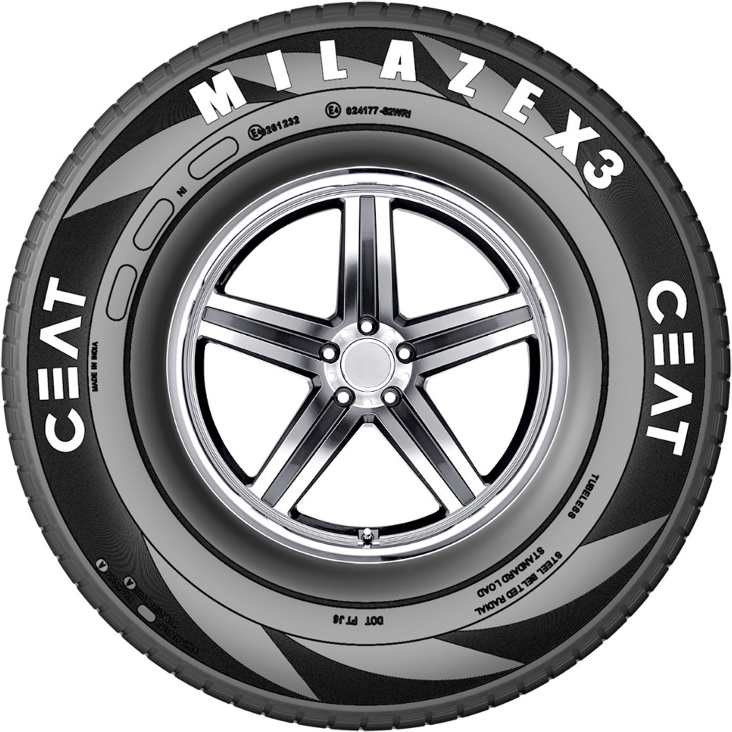 Image of CEAT 165 /80R14 MILAZE X3 TL 85S N 4 Wheeler Tyre (165 /80R14, Tube Less)