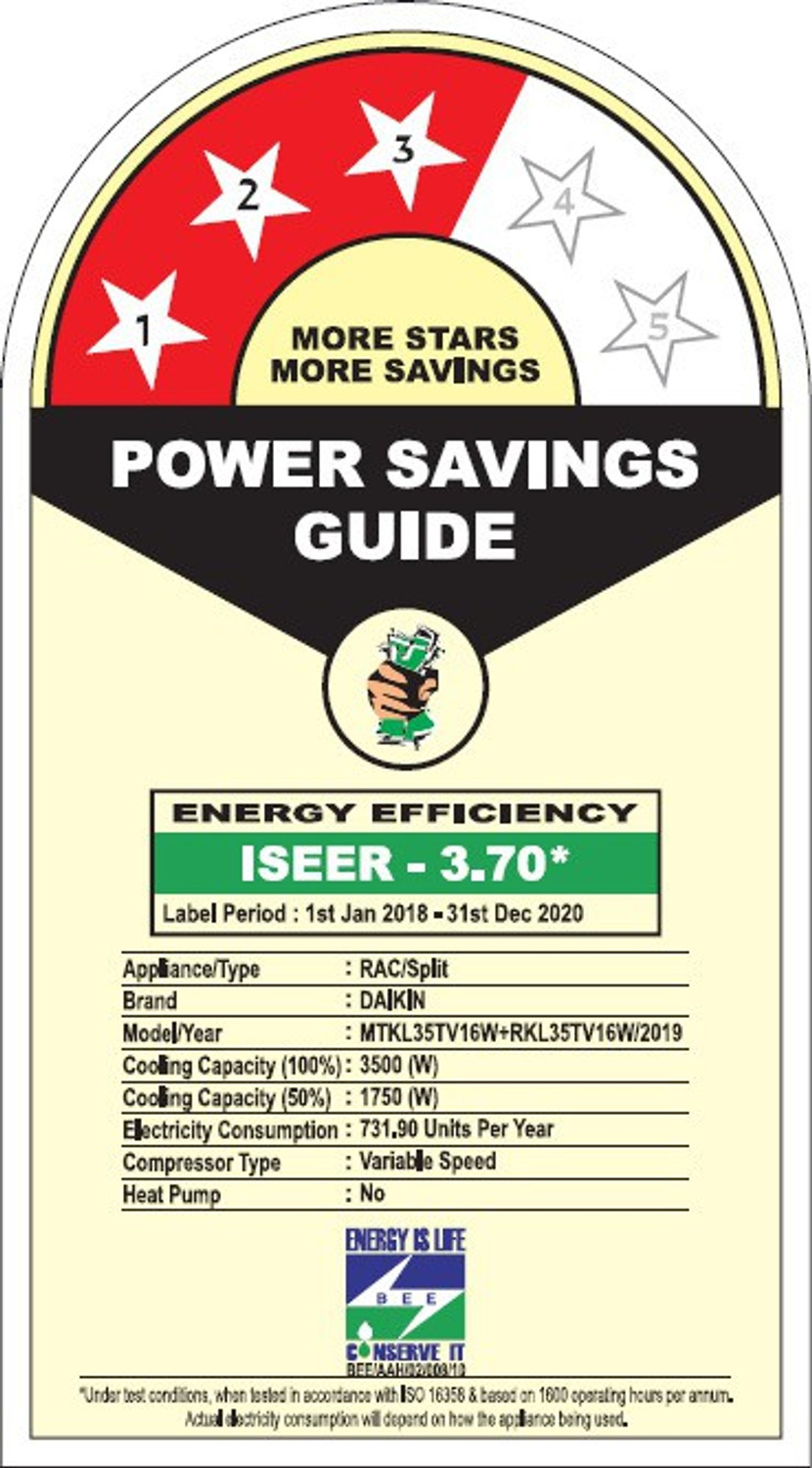 Image of Daikin 1.5 Ton 3 Star Split Inverter AC - White ((ATKL50TV16U /V) /(RKL50TV16U /V), Copper Condenser)