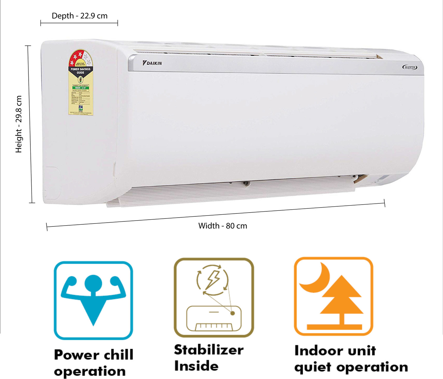 Image of Daikin 1.5 Ton 3 Star Split Inverter AC - White ((ATKL50TV16U /V) /(RKL50TV16U /V), Copper Condenser)