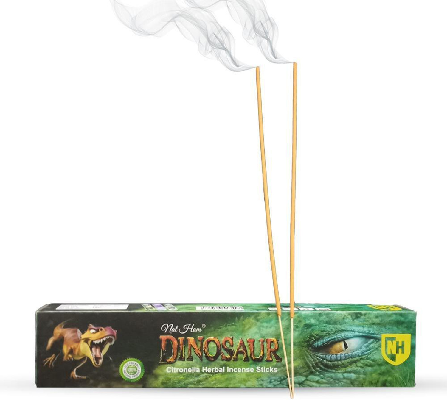 Image of Nat Hom Dinosaur Citronella Herbal Incense Sticks - Orange - Sandal (Pack of 12*2 Combo) - Get Out Mosquito - Natural Repellent Citronella Sandal Orange (240 Units, Set of 24)