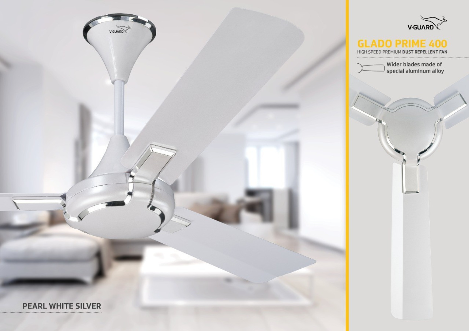 Image of V-Guard Glado Prime 400 Blue Matte with 3 Year Warranty Anti Dust 1200 mm Ceiling Fan
