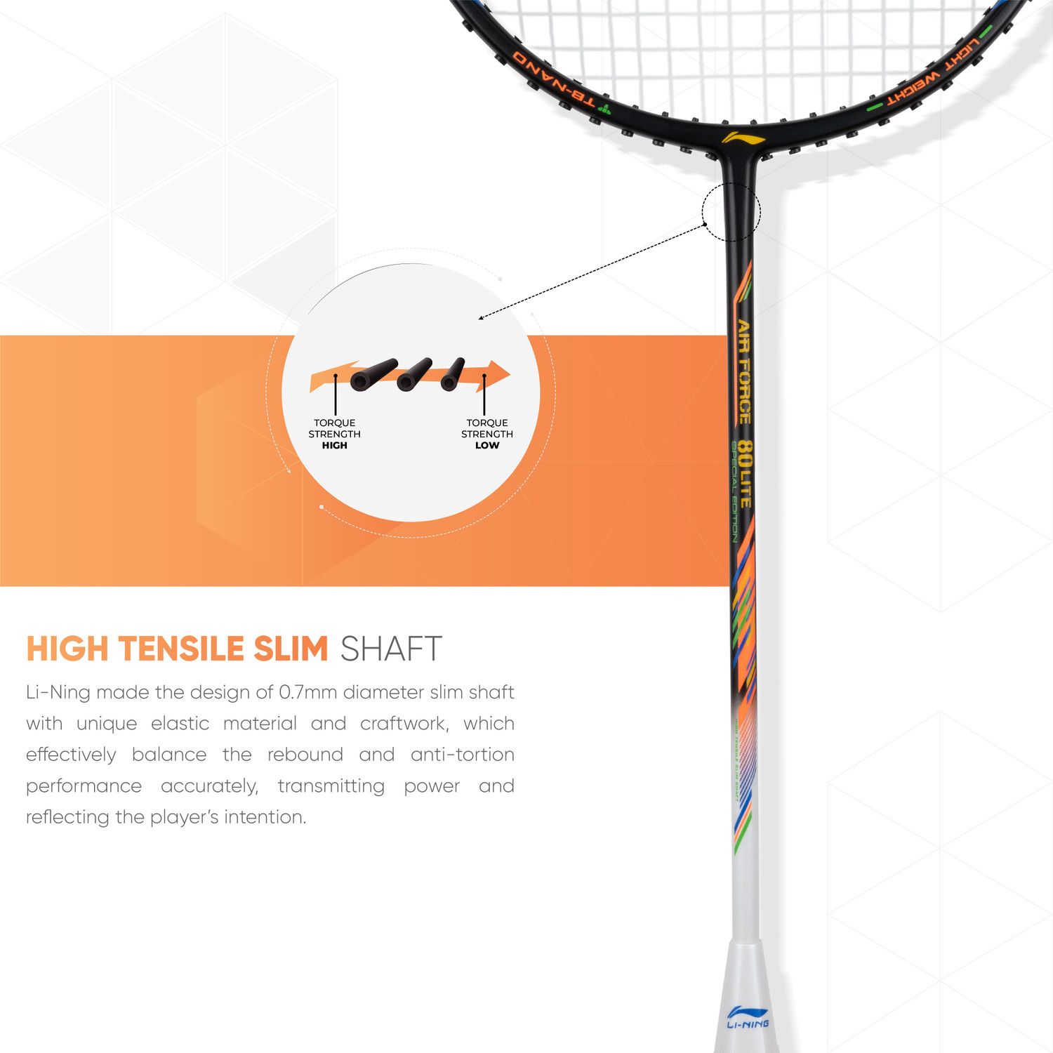 Image of LI-NING AIR-FORCE 80 LITE Black Strung Badminton Racquet