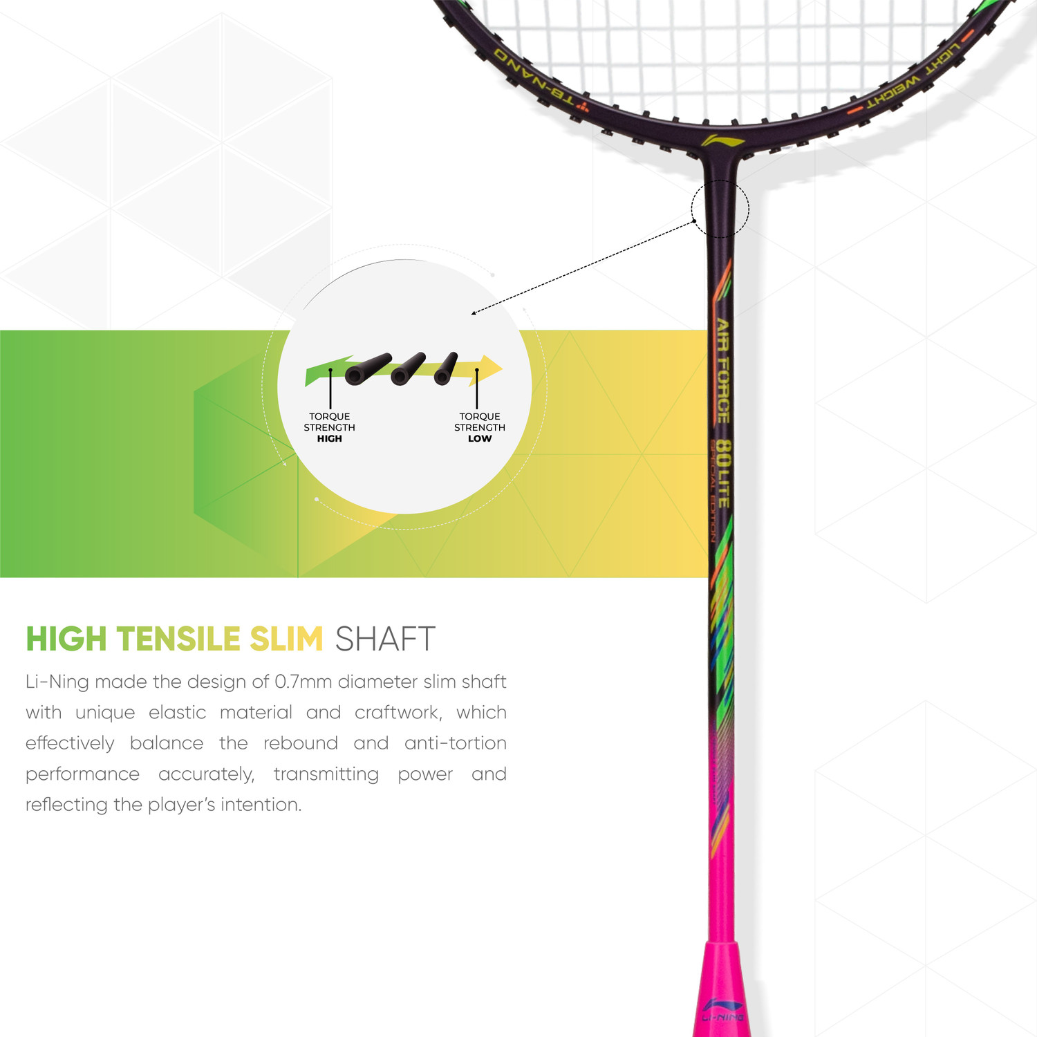 Image of LI-NING AIR-FORCE 80 LITE Purple, Pink Strung Badminton Racquet