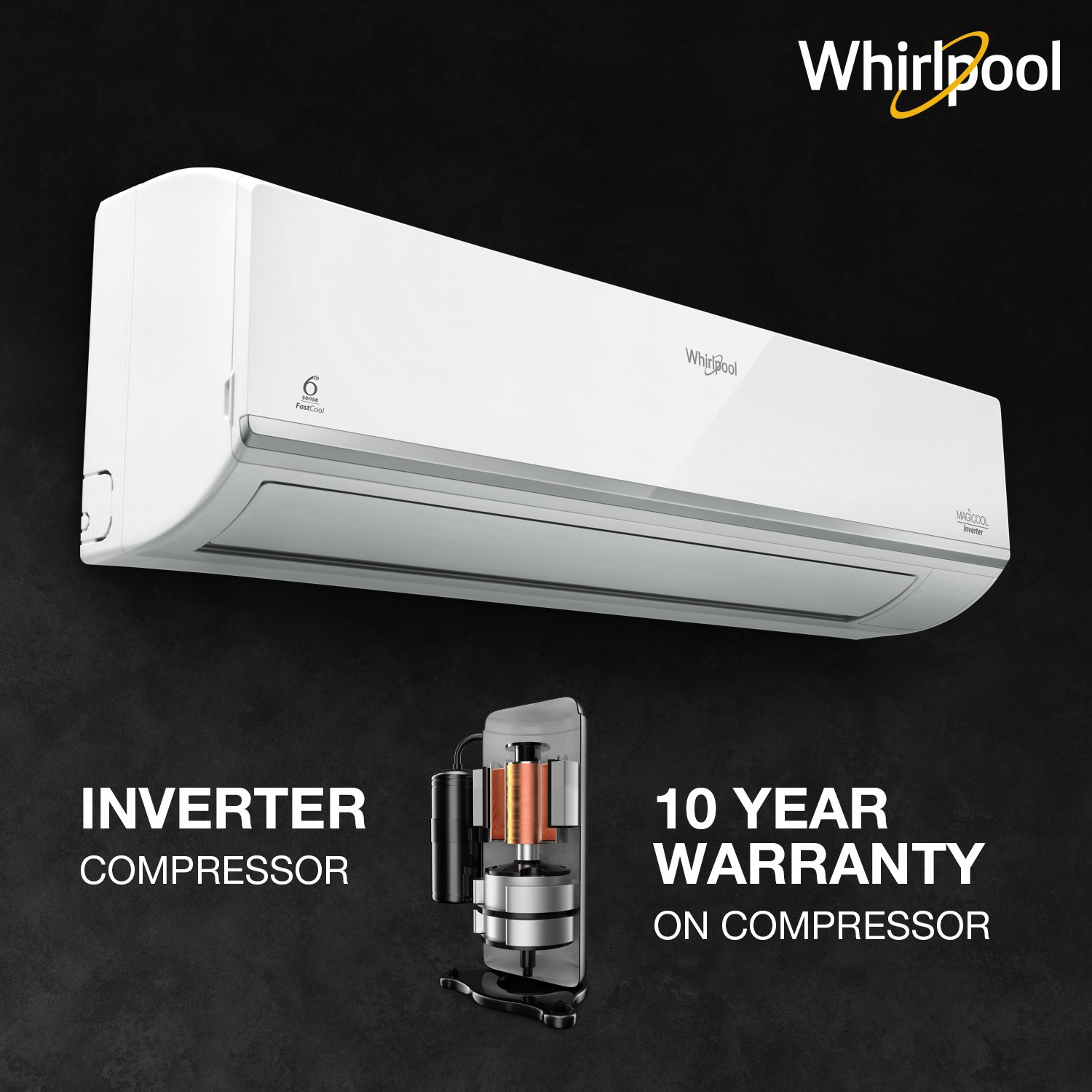 Image of Whirlpool 4 in 1 Convertible Cooling 1.5 Ton 5 Star Split Inverter AC - White (1.5T Magicool Convert 5s copr inv-i /O, Copper Condenser)