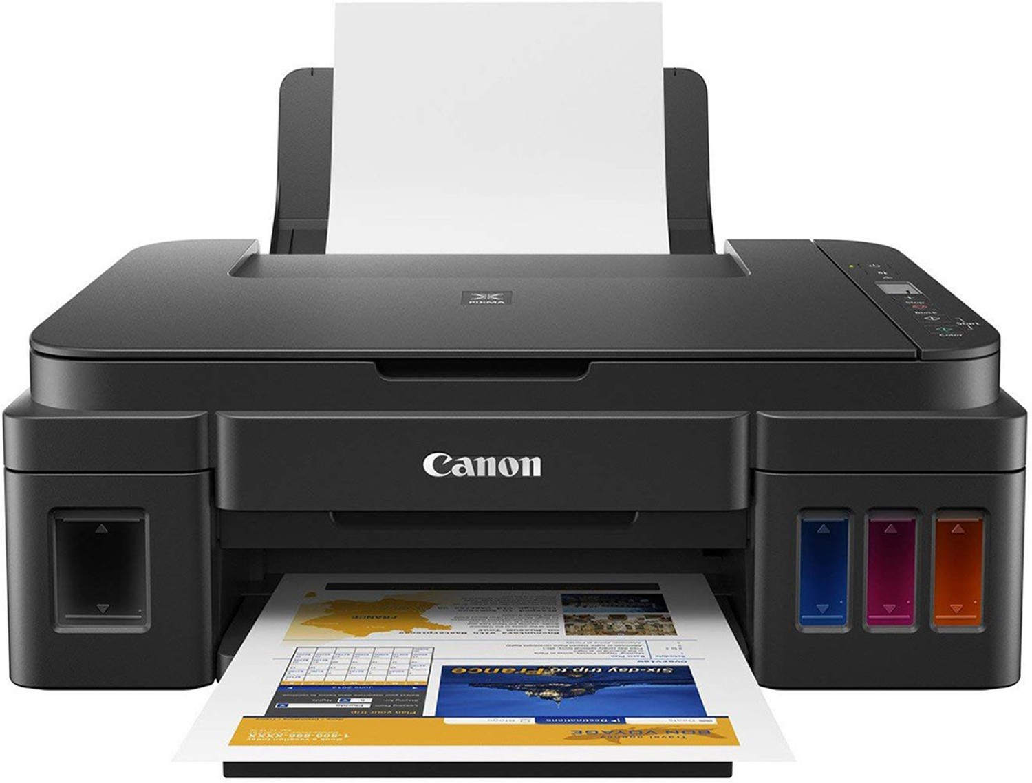 Image of Canon PIXMA MegaTank /Ink Efficient G2012 Multi-function Color Ink Tank Printer (Color Page Cost: 0.32 Rs. | Black Page Cost: 0.09 Rs.) with 2 additional Black