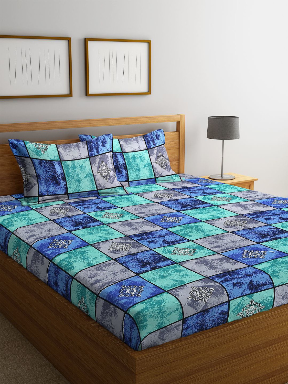 Image of Flipkart SmartBuy Microfiber Double Flat 144 TC Geometric Bedsheet