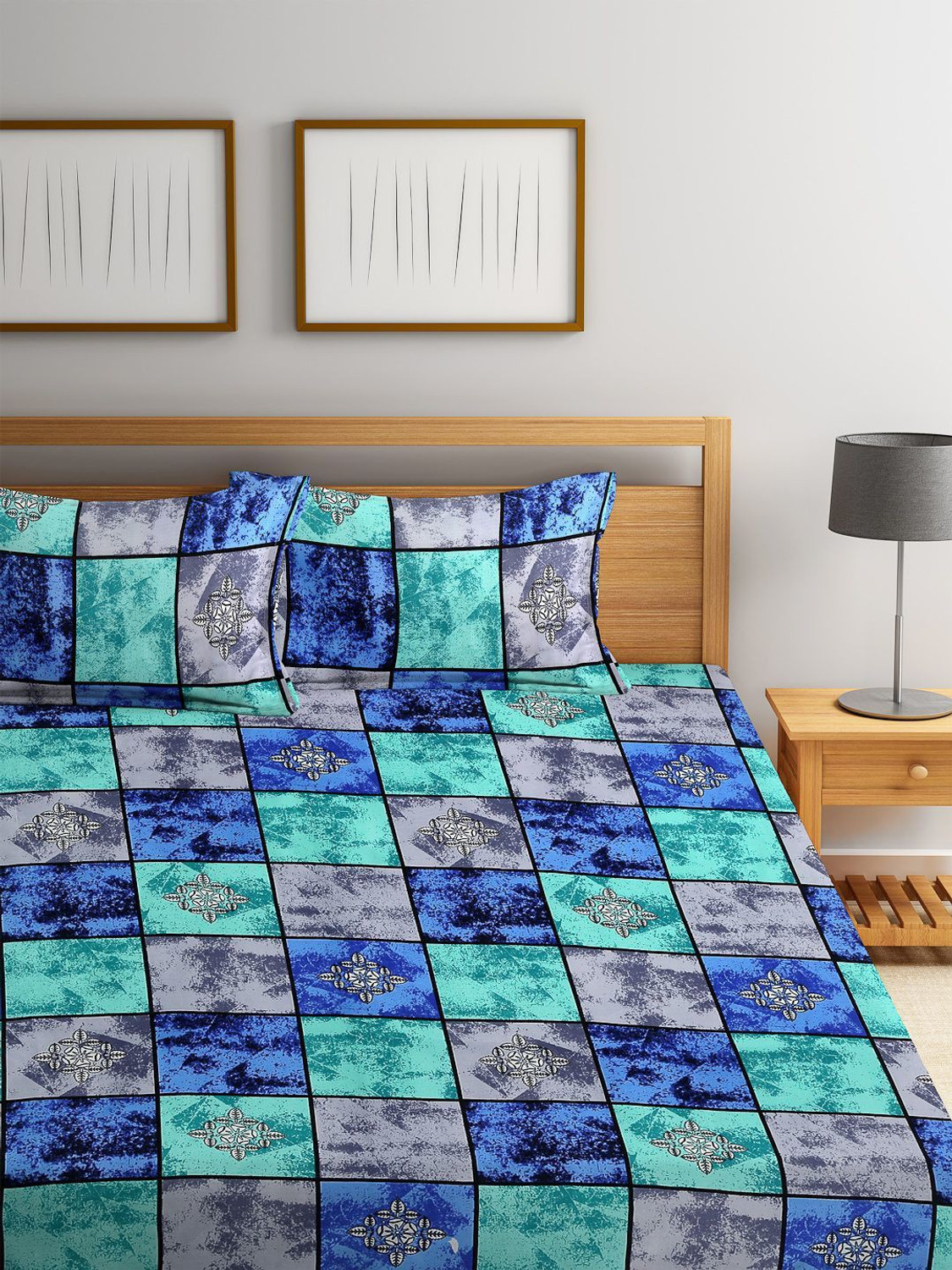 Image of Flipkart SmartBuy Microfiber Double Flat 144 TC Geometric Bedsheet