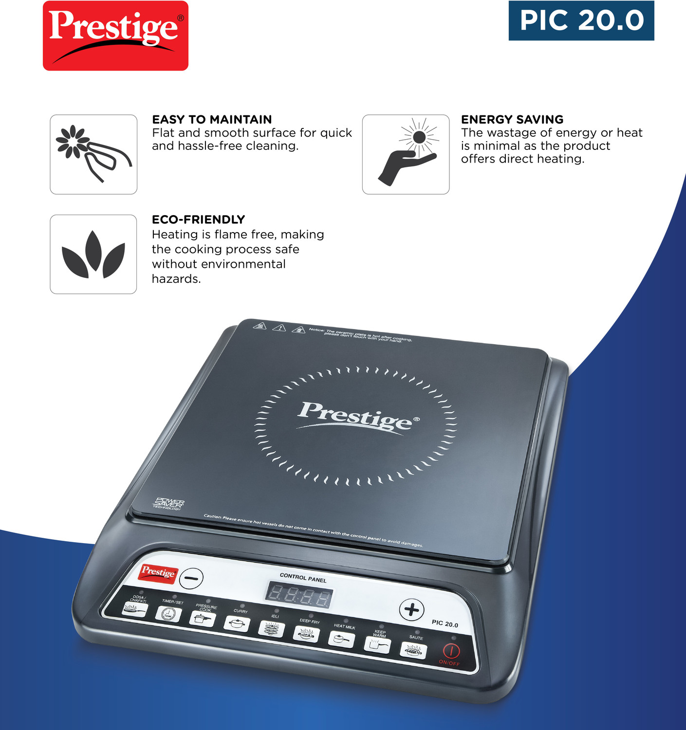 Image of Prestige 1600 W Induction Cooktop Push Button
