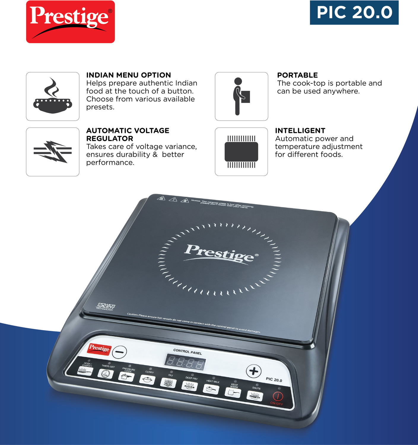 Image of Prestige 1600 W Induction Cooktop Push Button