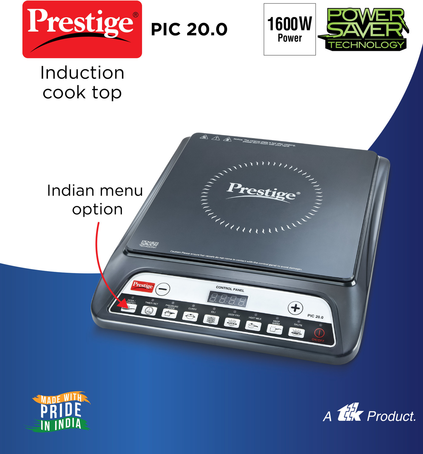 Image of Prestige 1600 W Induction Cooktop Push Button