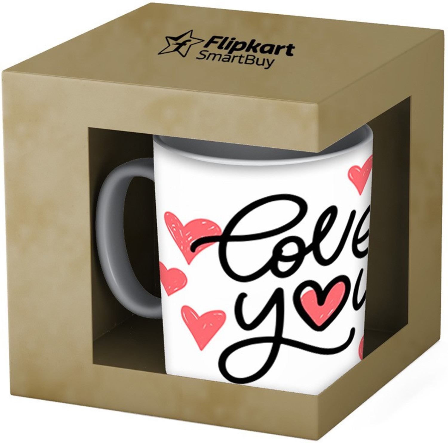 Image of Flipkart SmartBuy Love You Black Red Ceramic Coffee Mug